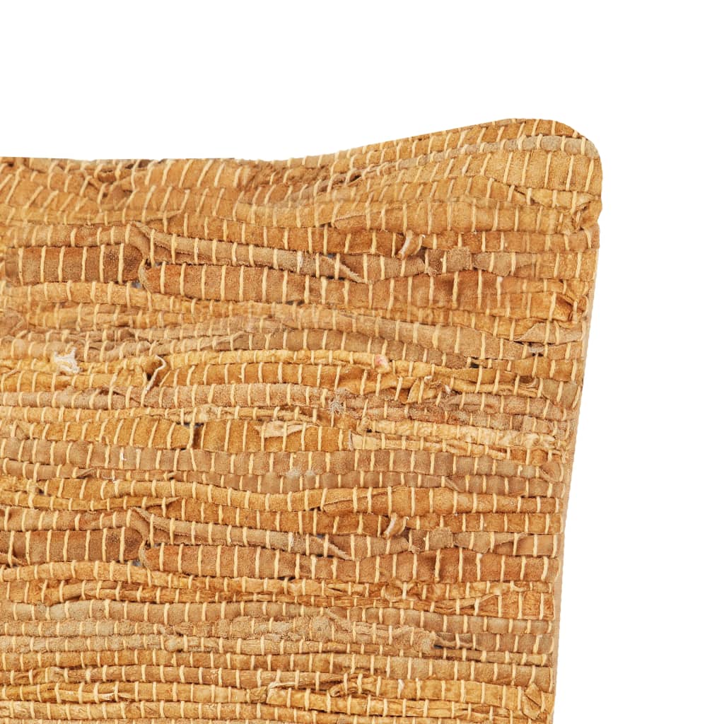 vidaXL Kussens 2 st chindi 45x45 cm leer en katoen tan
