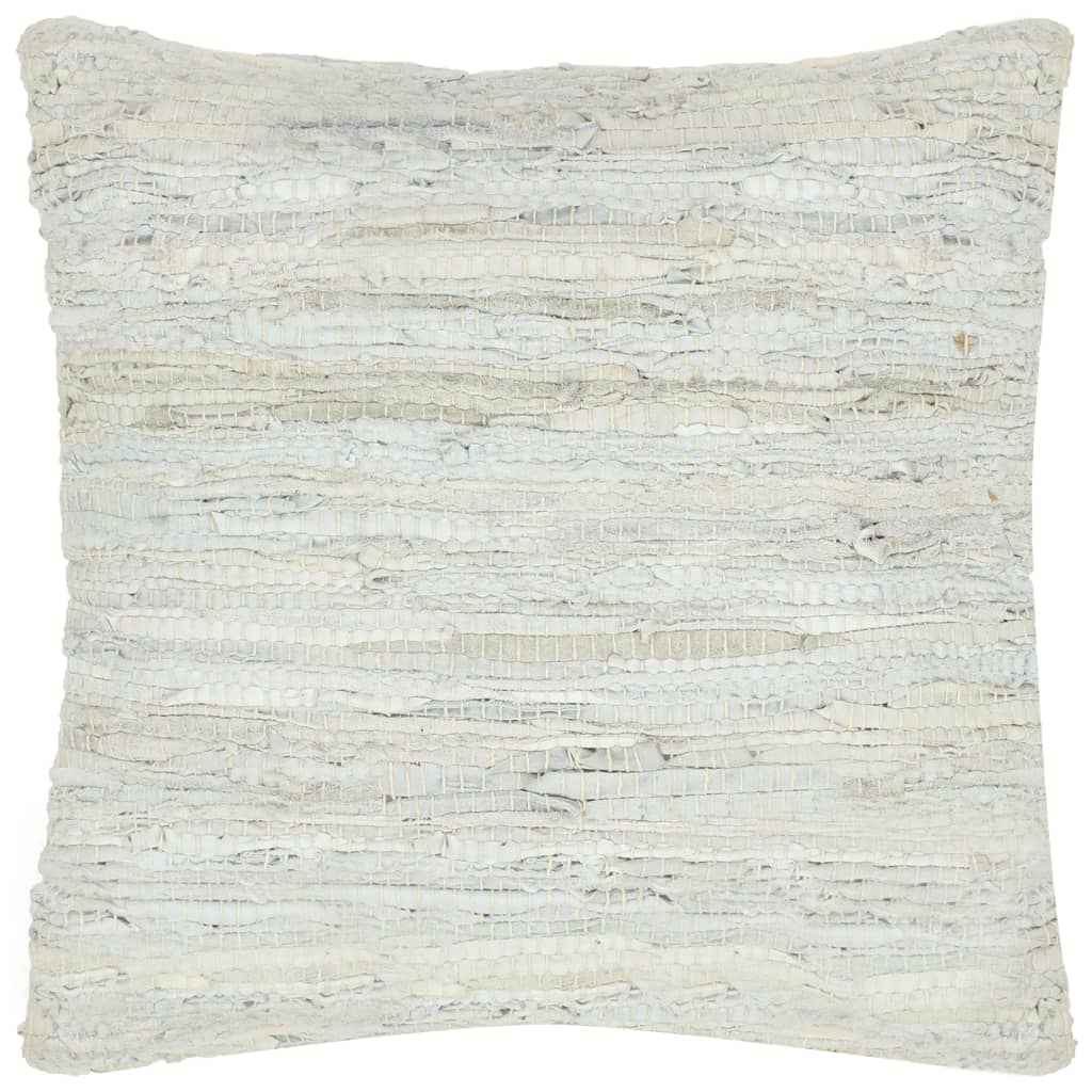 vidaXL Kussens 2 st chindi 45x45 cm leer en katoen tan