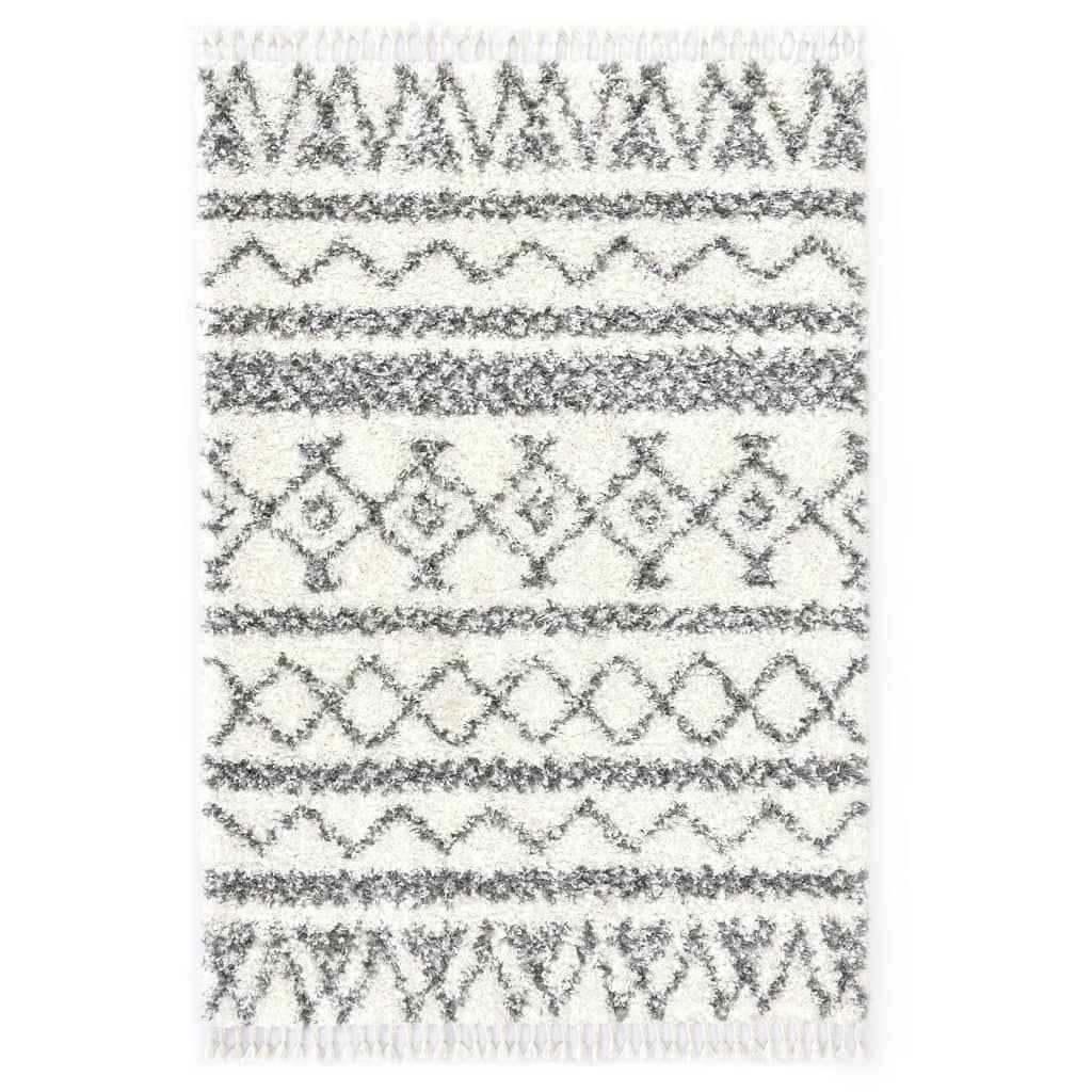 vidaXL Tapijt Berber shaggy hoogpolig 160x230 cm PP beige en grijs