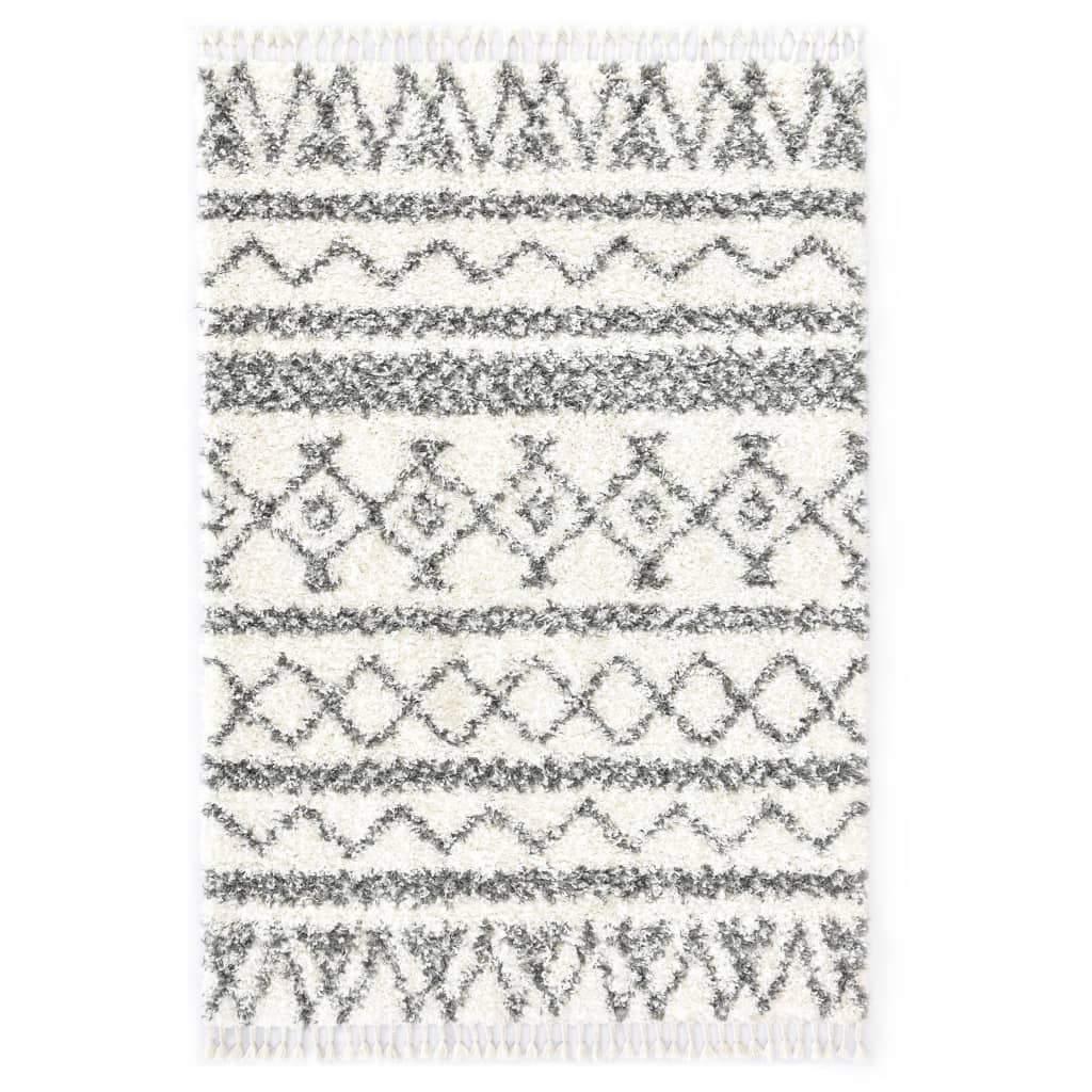 vidaXL Tapijt Berber shaggy hoogpolig 160x230 cm PP beige en grijs
