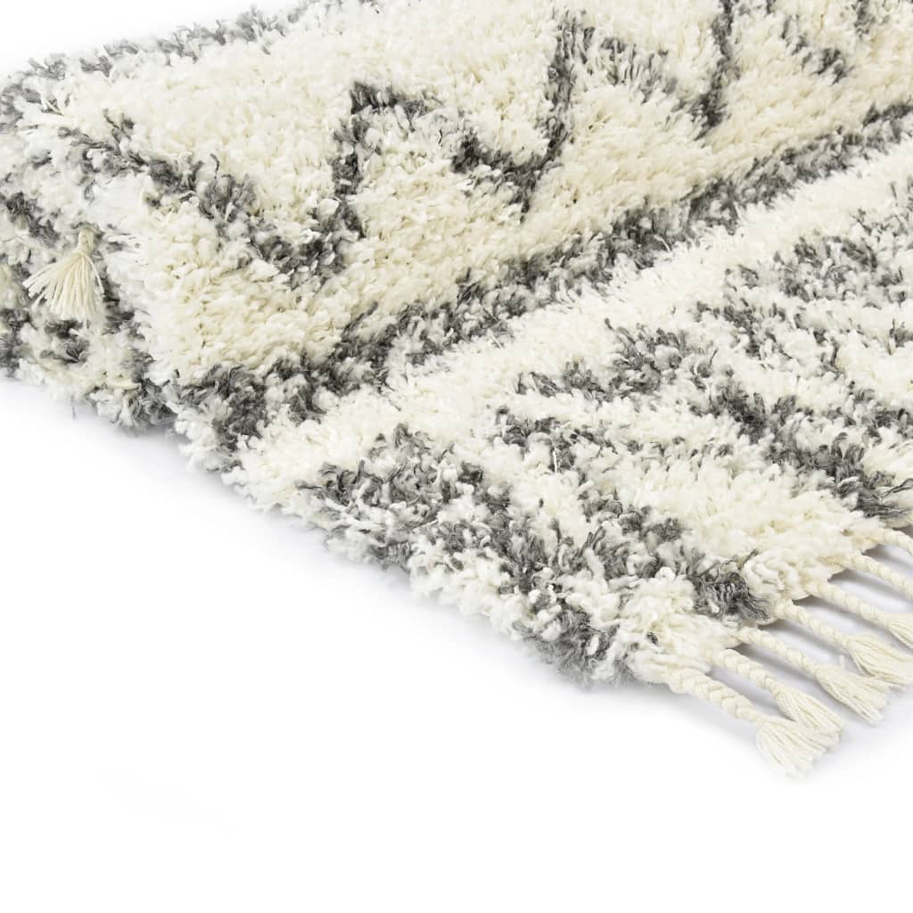 vidaXL Tapijt Berber shaggy hoogpolig 160x230 cm PP beige en grijs