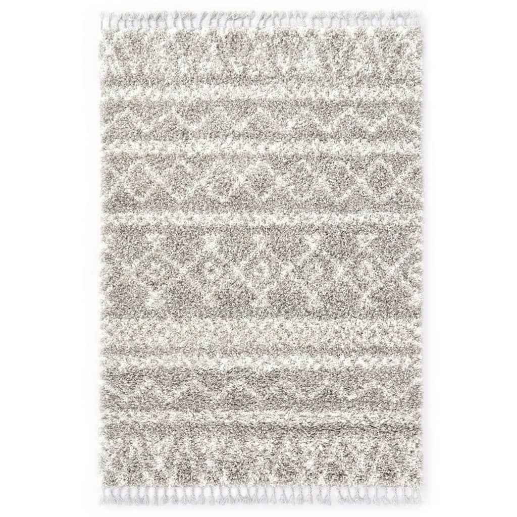 vidaXL Tapijt Berber shaggy hoogpolig 160x230 cm PP beige en grijs