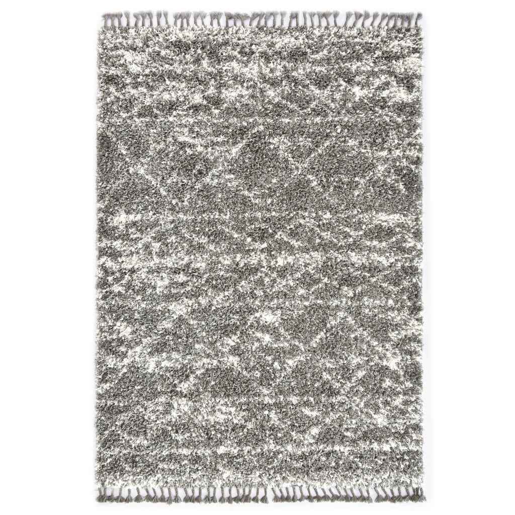 vidaXL Tapijt Berber shaggy hoogpolig 160x230 cm PP beige en grijs