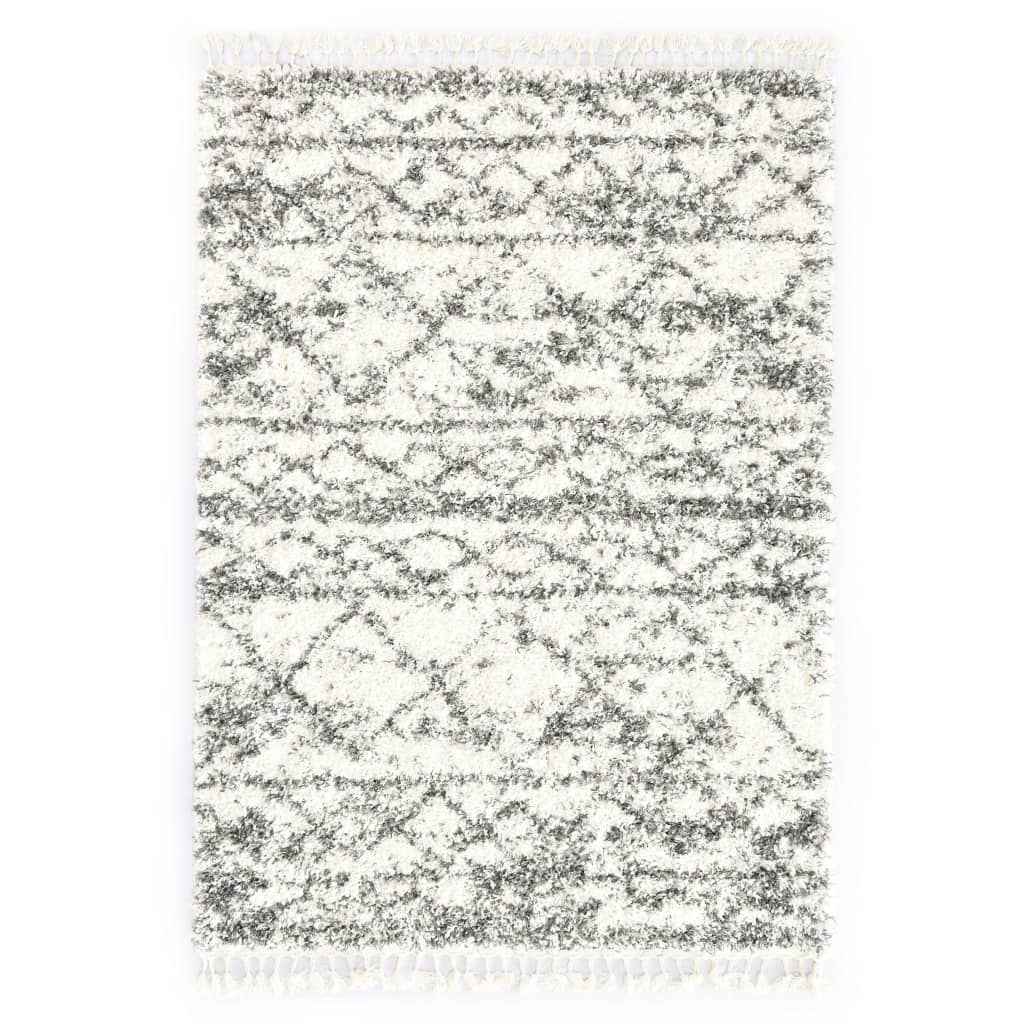 vidaXL Tapijt Berber shaggy hoogpolig 160x230 cm PP beige en grijs