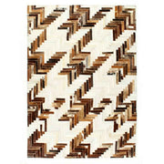 vidaXL Vloerkleed patchwork 80x150 cm echt harig leer bruin/wit