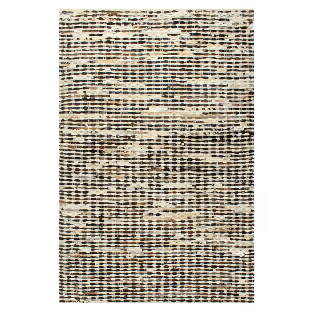 vidaXL Vloerkleed patchwork 80x150 cm echt harig leer zwart en wit