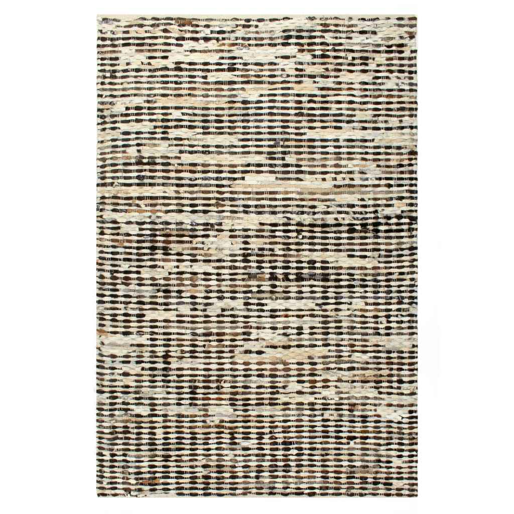 vidaXL Vloerkleed patchwork 80x150 cm echt harig leer zwart en wit