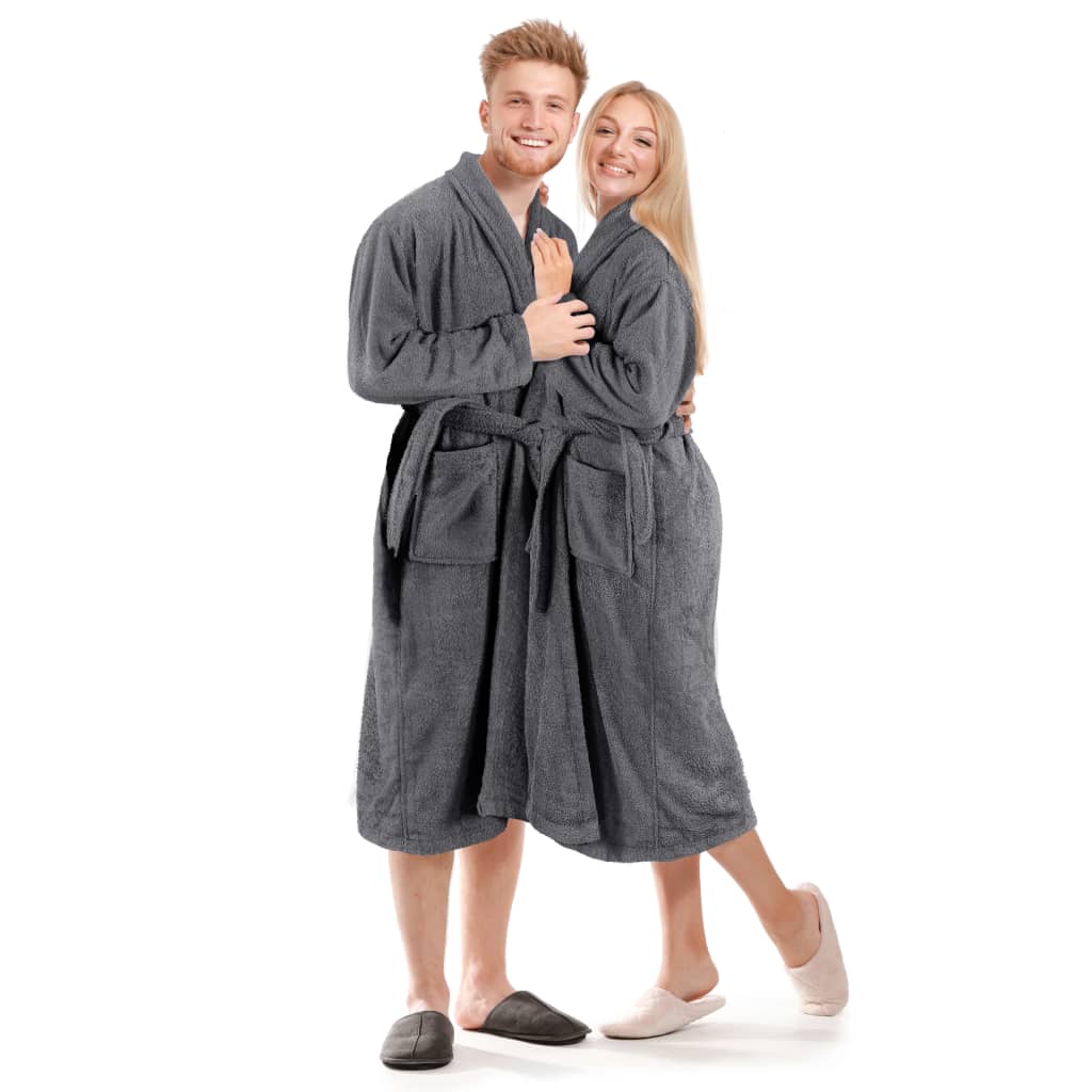 vidaXL Badjas unisex badstof S 100% katoen antraciet