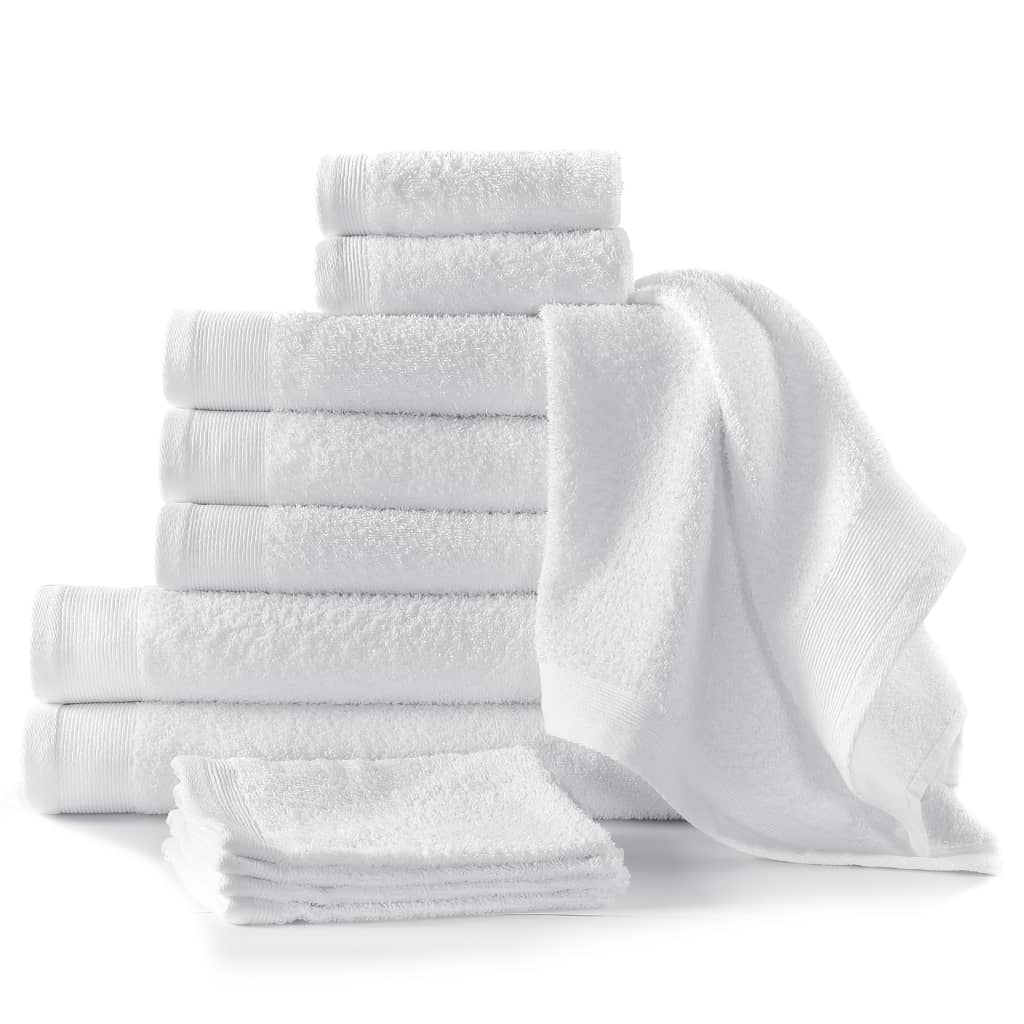 vidaXL 12-delige Doekenset 450 g/m² katoen wit