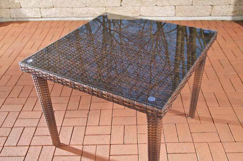 Wicker Tafel Bari bruin gemeleerd,100x100 cm braun-meliert