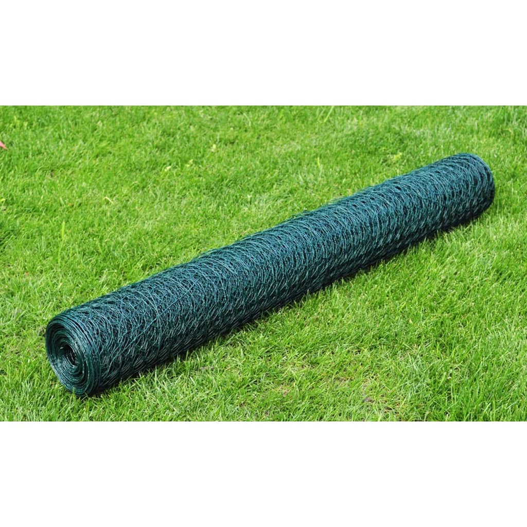 vidaXL Kippengaas 25x1,2 m staal met PVC coating groen