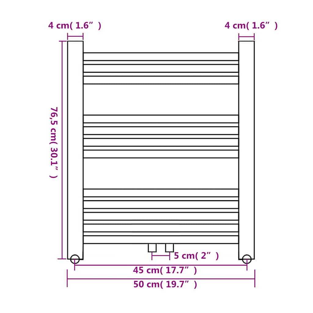 vidaXL Radiator / handdoekenrek recht 480x480 mm