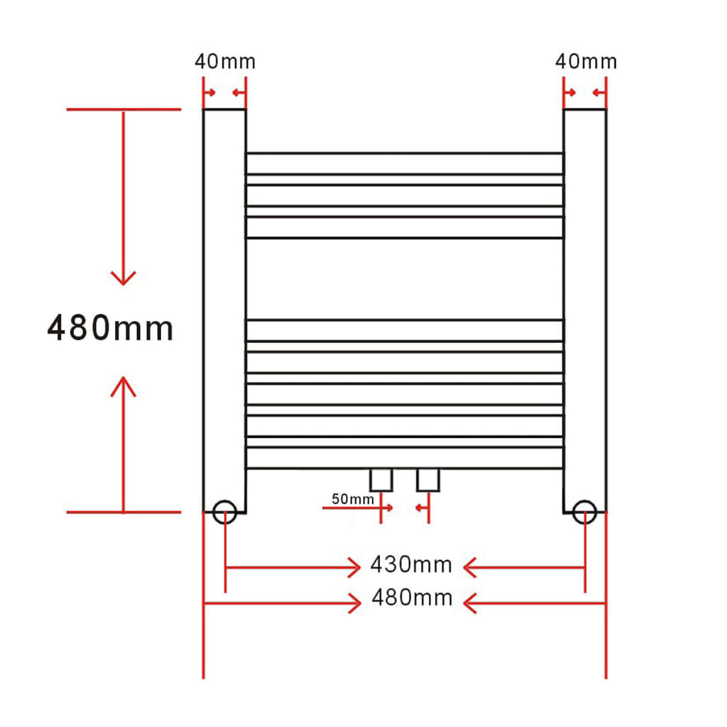 vidaXL Radiator/handdoekenrek curve 480x480 mm