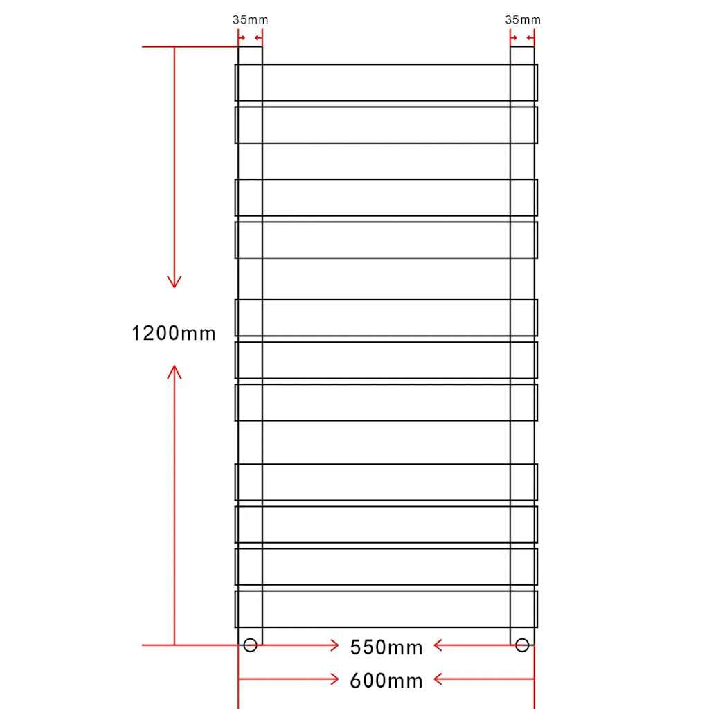 vidaXL Radiator / handdoekenrek recht 600x1200 mm
