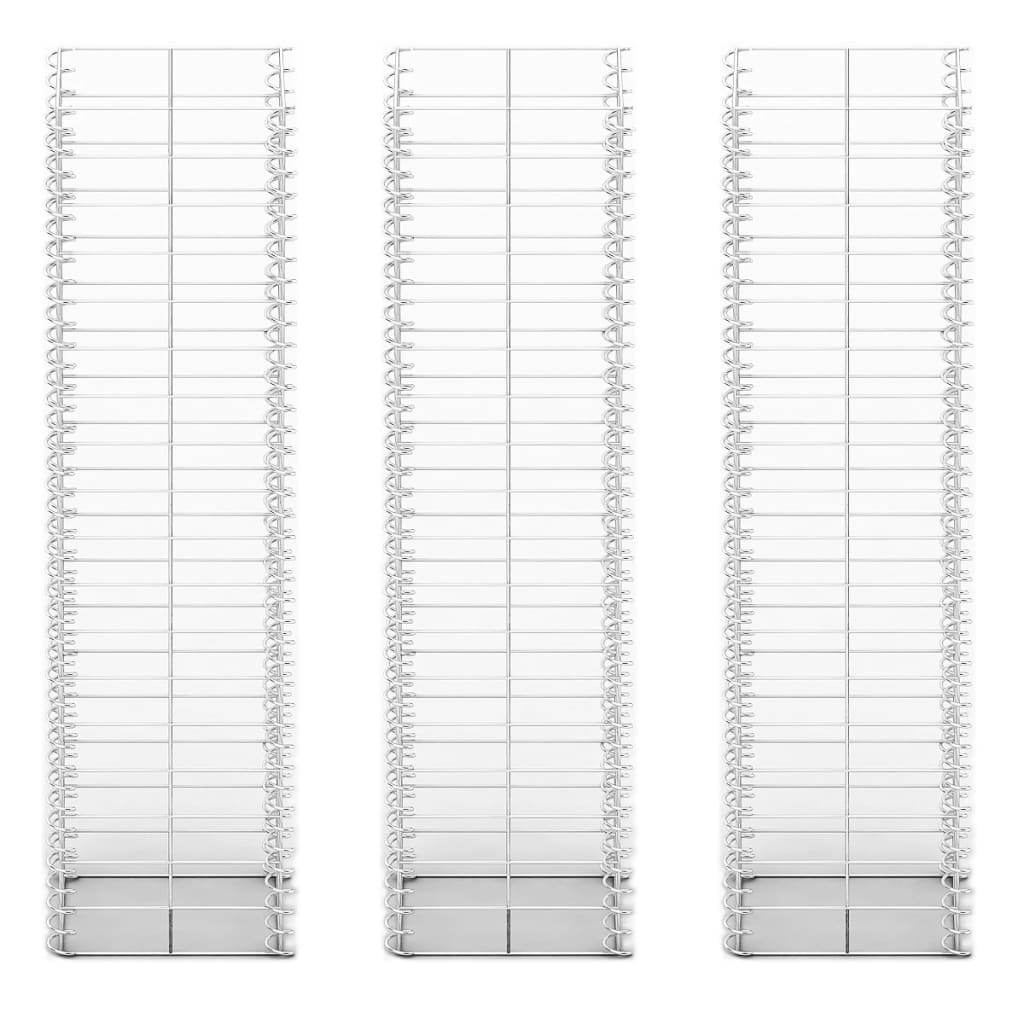 vidaXL 3-delige Schanskorfset 25x25x50 cm gegalvaniseerd draad
