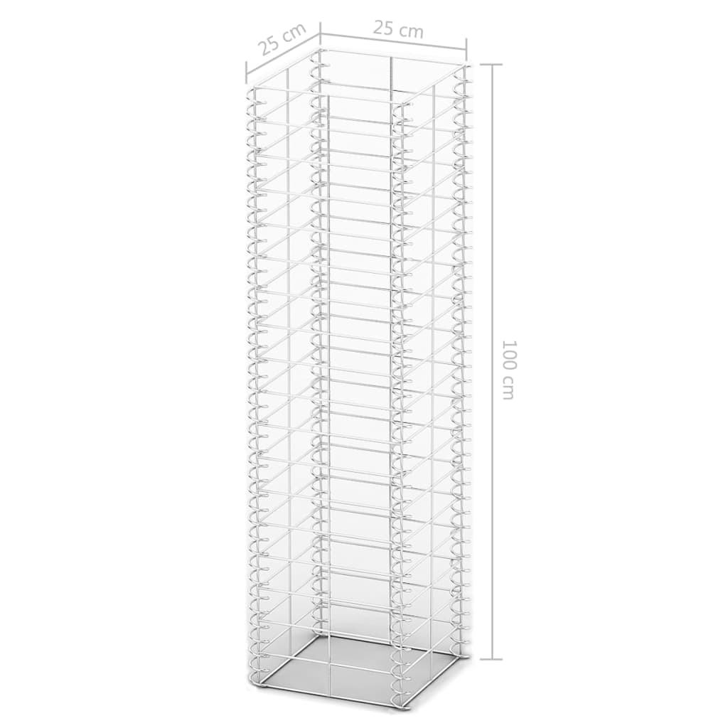 vidaXL 3-delige Schanskorfset 25x25x50 cm gegalvaniseerd draad