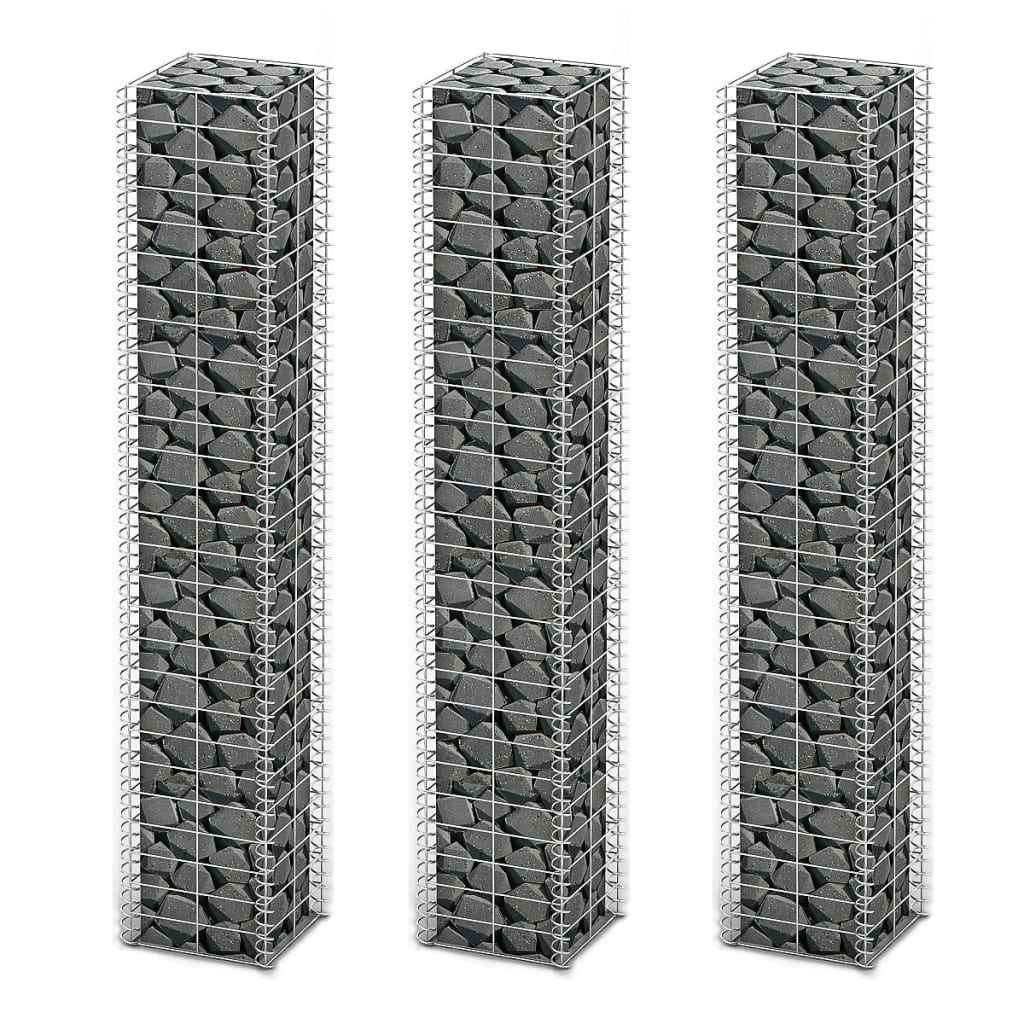 vidaXL 3-delige Schanskorfset 25x25x50 cm gegalvaniseerd draad