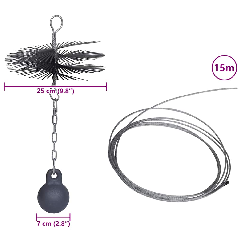 Schoorsteenveegborstel rond Ø 15 cm