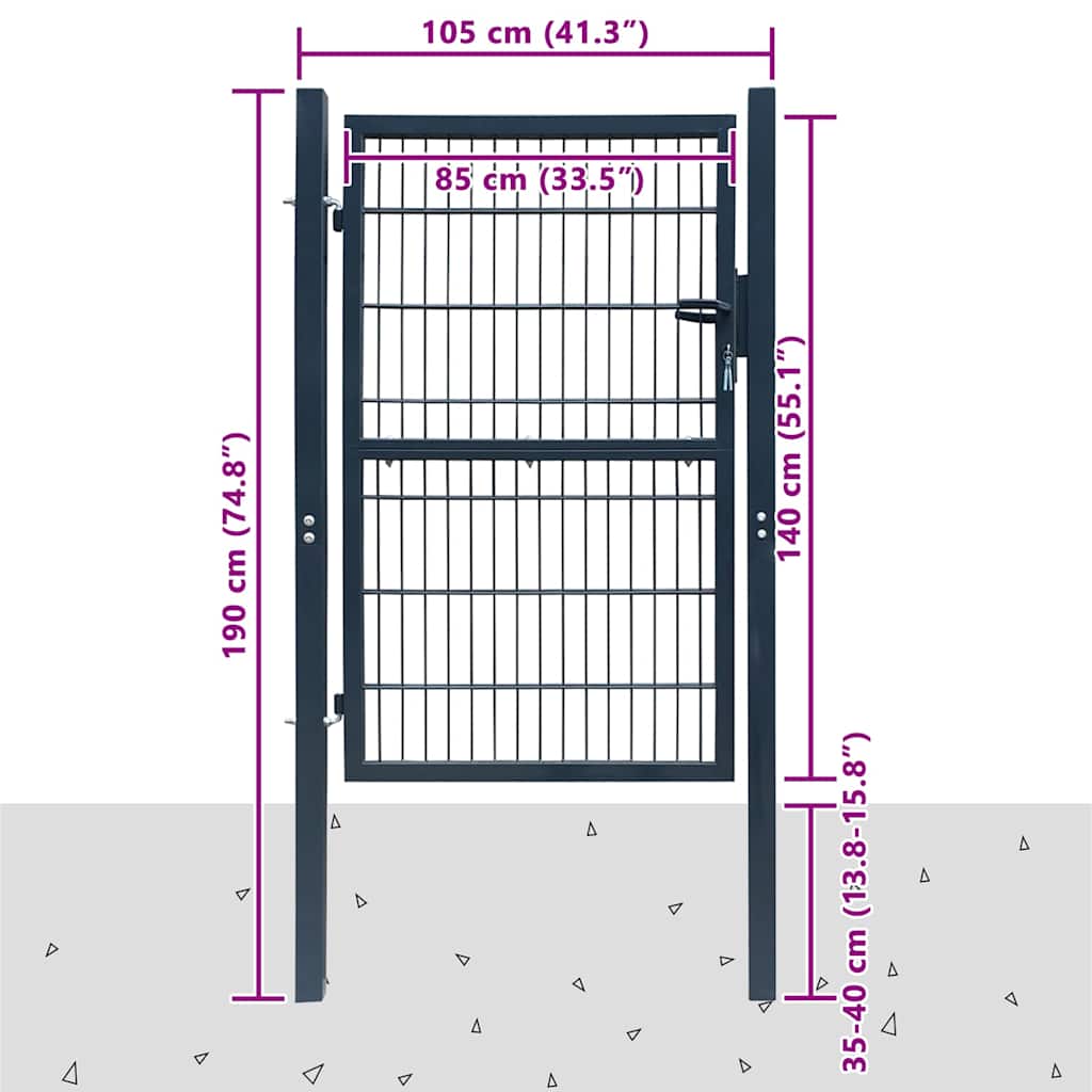 vidaXL Poort dubbelstaafmat (enkel) 106x210 cm groen