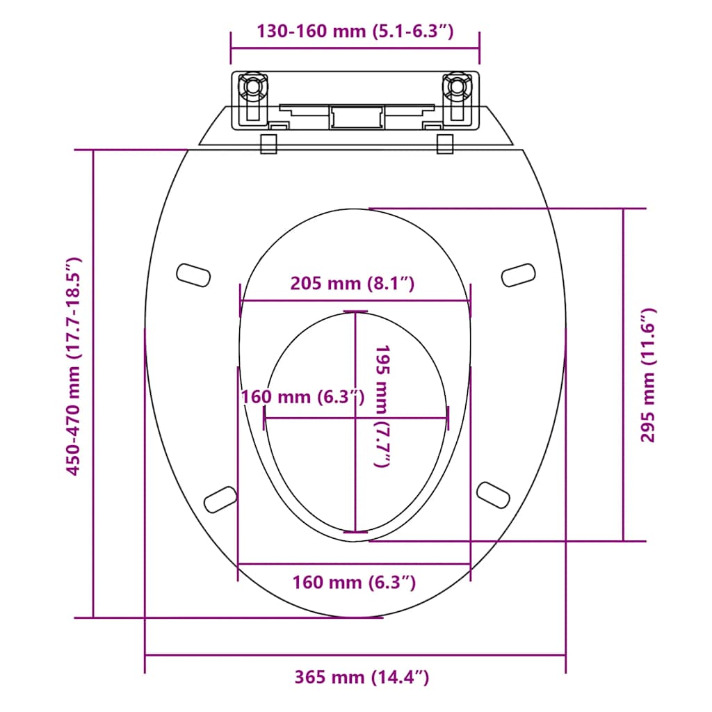 vidaXL Toiletbril soft-close ovaal wit