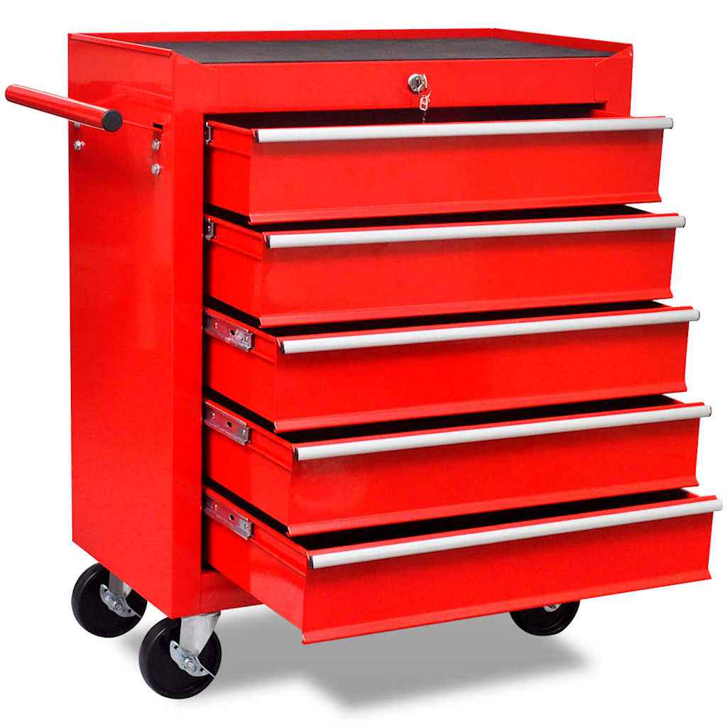 vidaXL Gereedschapswagen 7 lades rood