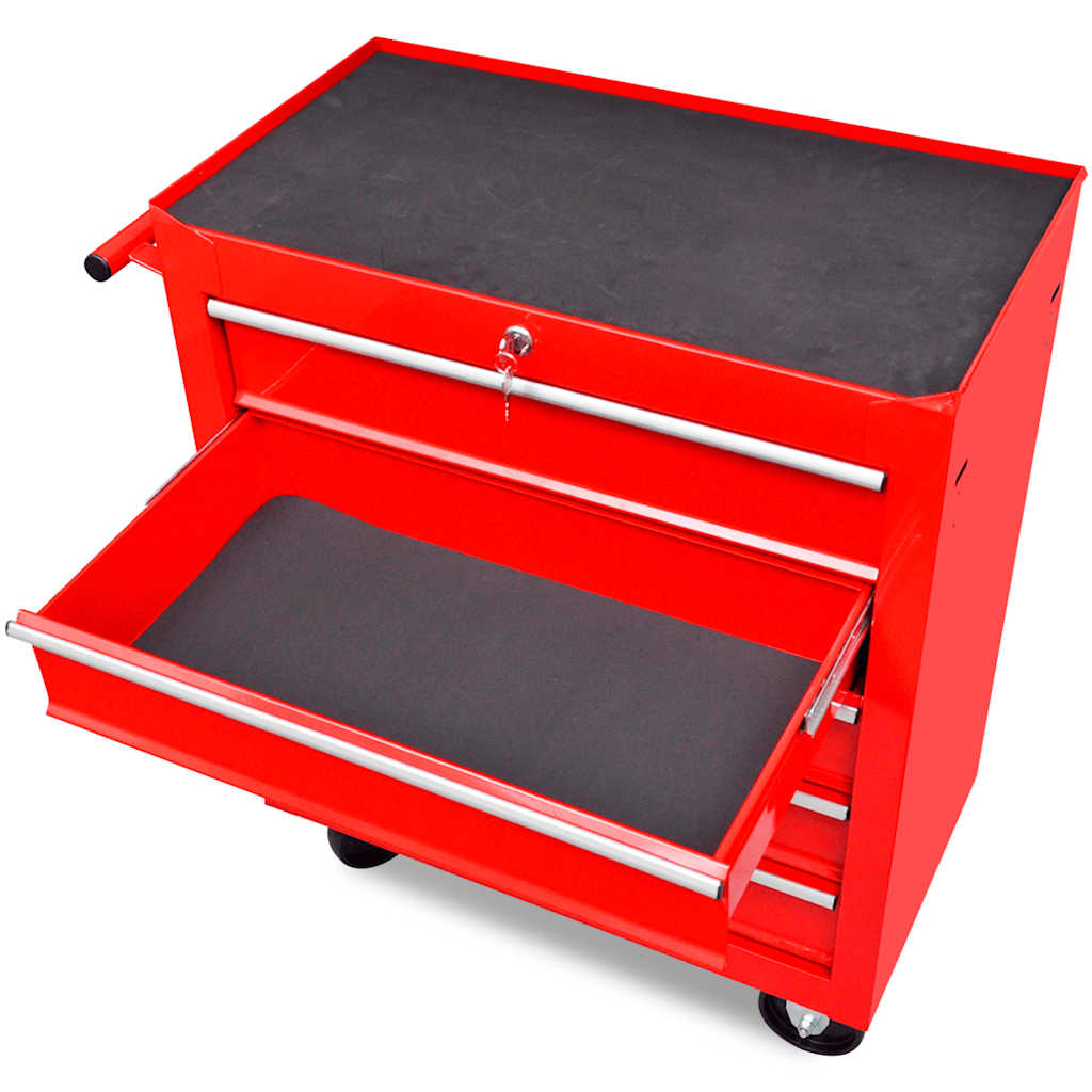 vidaXL 7-Drawer Tool Trolley Red