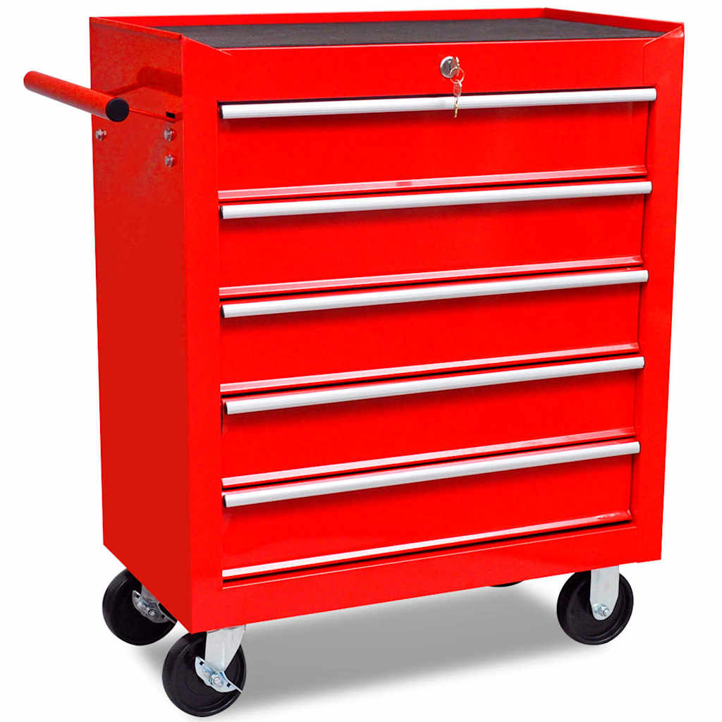 vidaXL 7-Drawer Tool Trolley Red