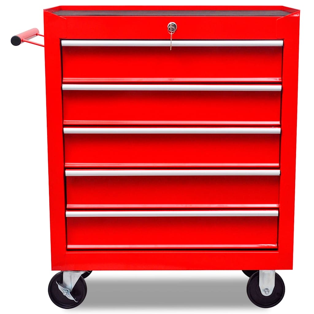 vidaXL 7-Drawer Tool Trolley Red