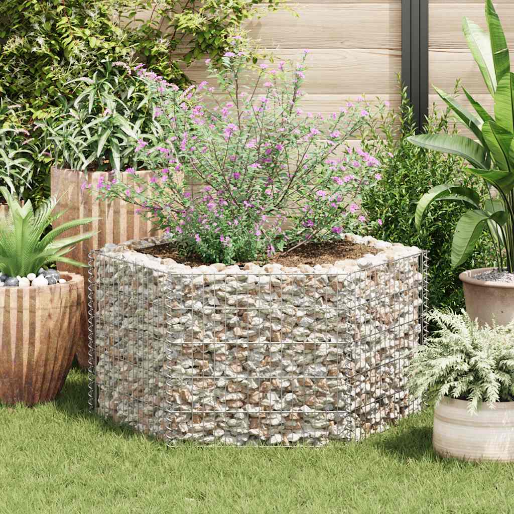 vidaXL Gabion plantenbak verhoogd zeshoekig 100x90x50 cm