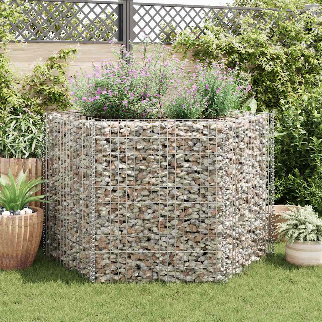 vidaXL Gabion plantenbak verhoogd zeshoekig 100x90x50 cm
