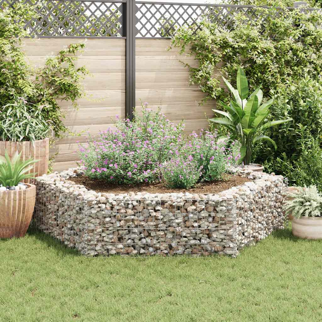 vidaXL Gabion plantenbak verhoogd zeshoekig 100x90x50 cm