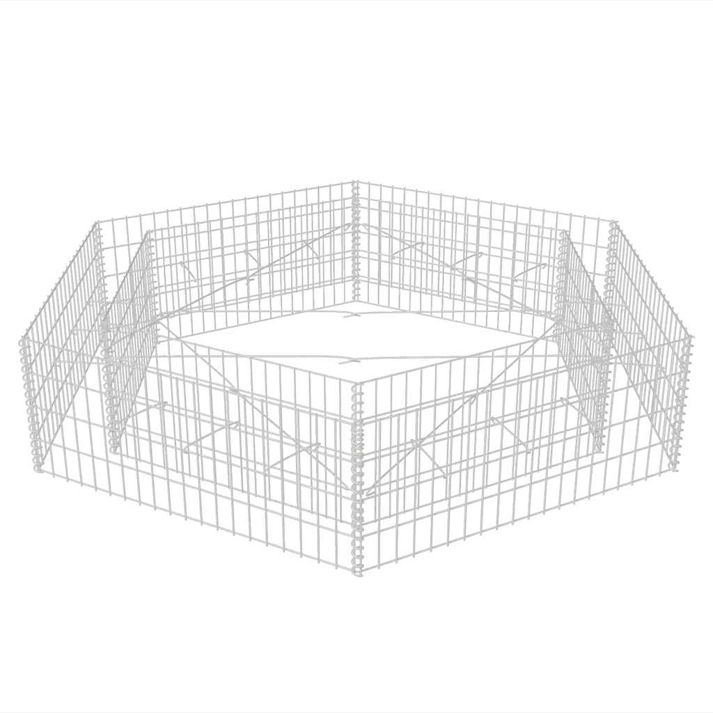 vidaXL Gabion plantenbak verhoogd zeshoekig 100x90x50 cm