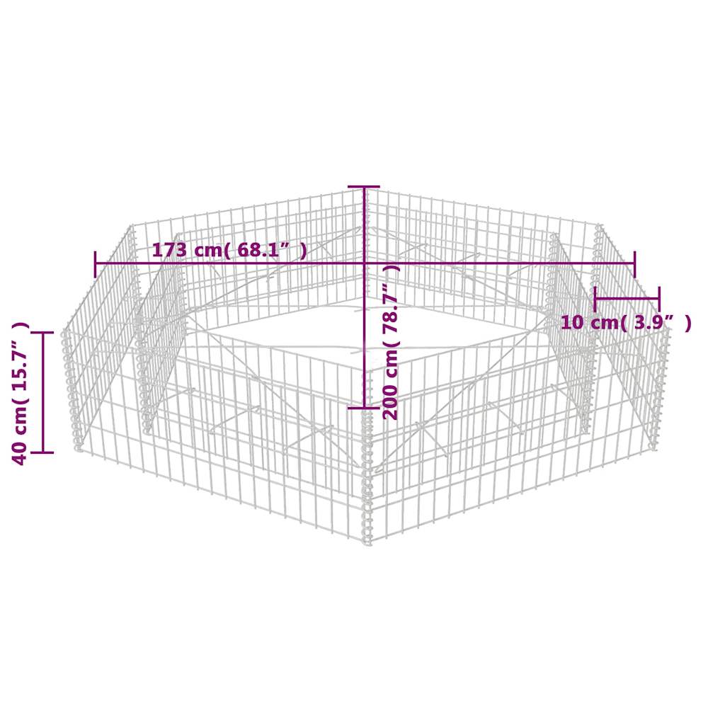 vidaXL Gabion plantenbak verhoogd zeshoekig 100x90x50 cm