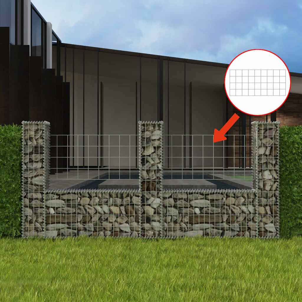 vidaXL Gabion mand U-vormig 160x20x150 cm staal