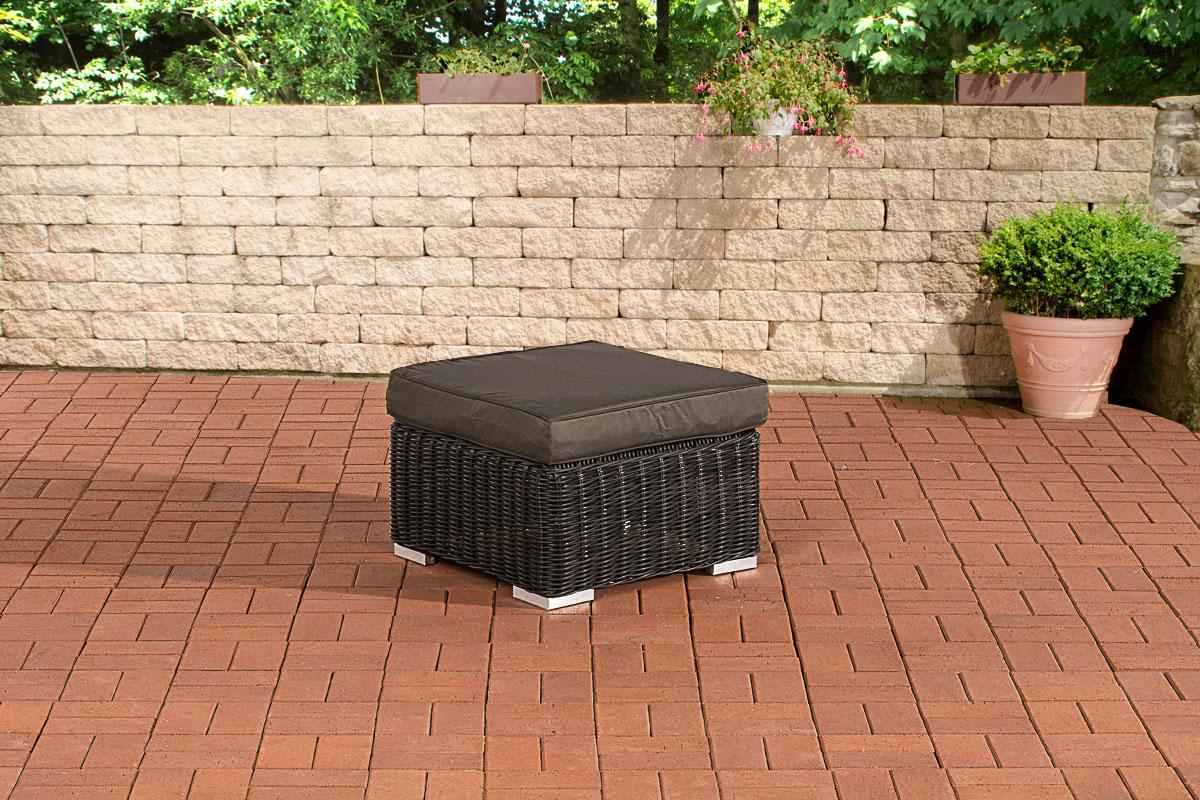 Polyrattan hocker Bilbao / Madeira zwart,antraciet schwarz