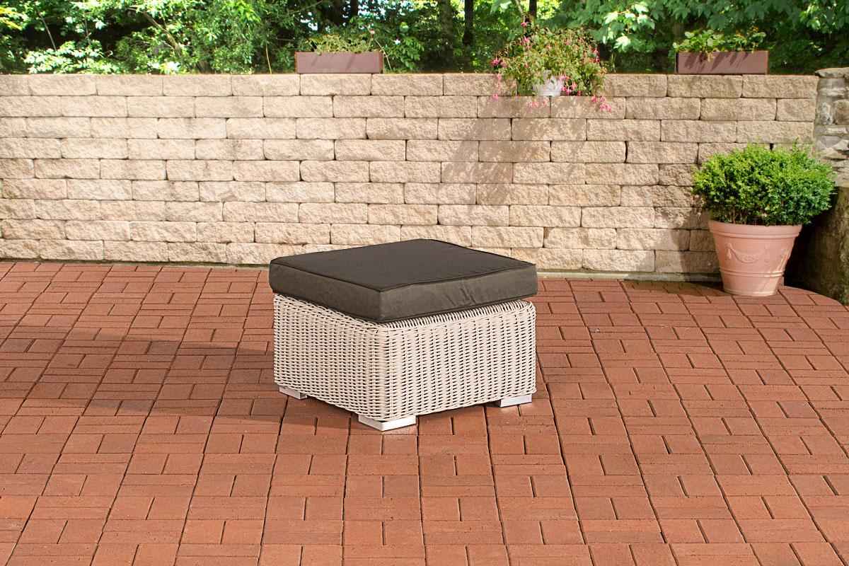 Polyrattan hocker Bilbao / Madeira parelwit,antraciet perlweiß