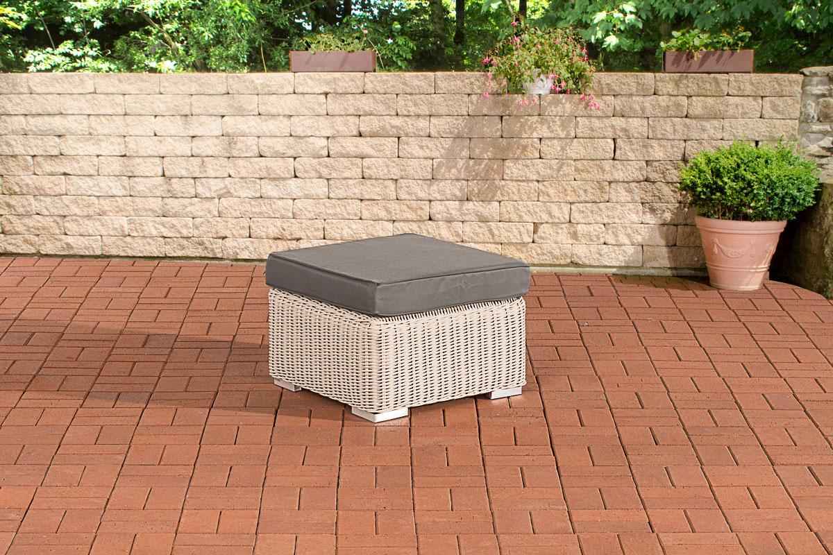 Polyrattan hocker Bilbao / Madeira parelwit,ijzerachtig grijs perlweiß