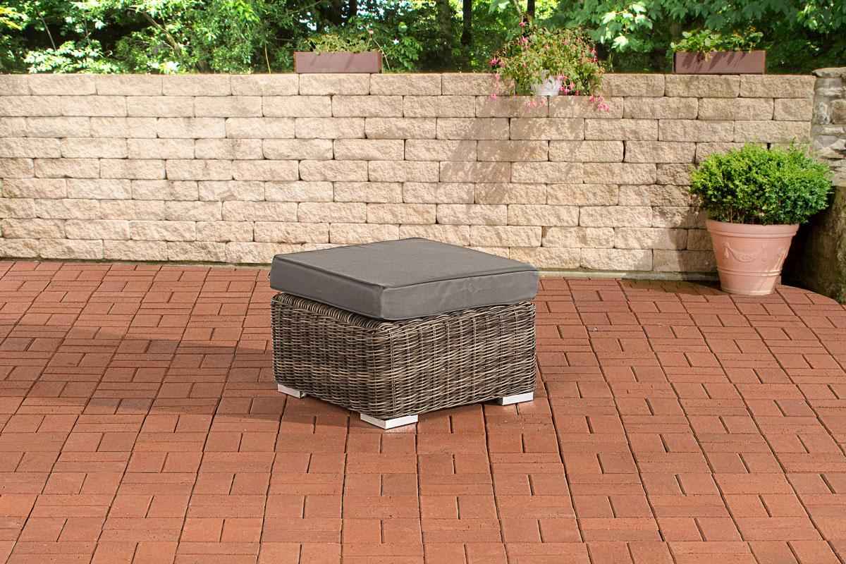 Polyrattan hocker Bilbao / Madeira grijs gevlekt,ijzerachtig grijs grau-meliert