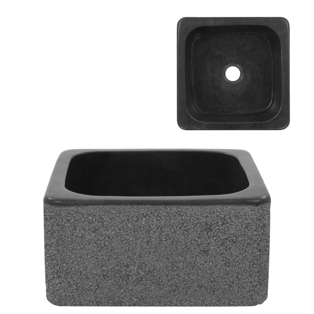vidaXL Gootsteen 45x30x15 cm riviersteen zwart