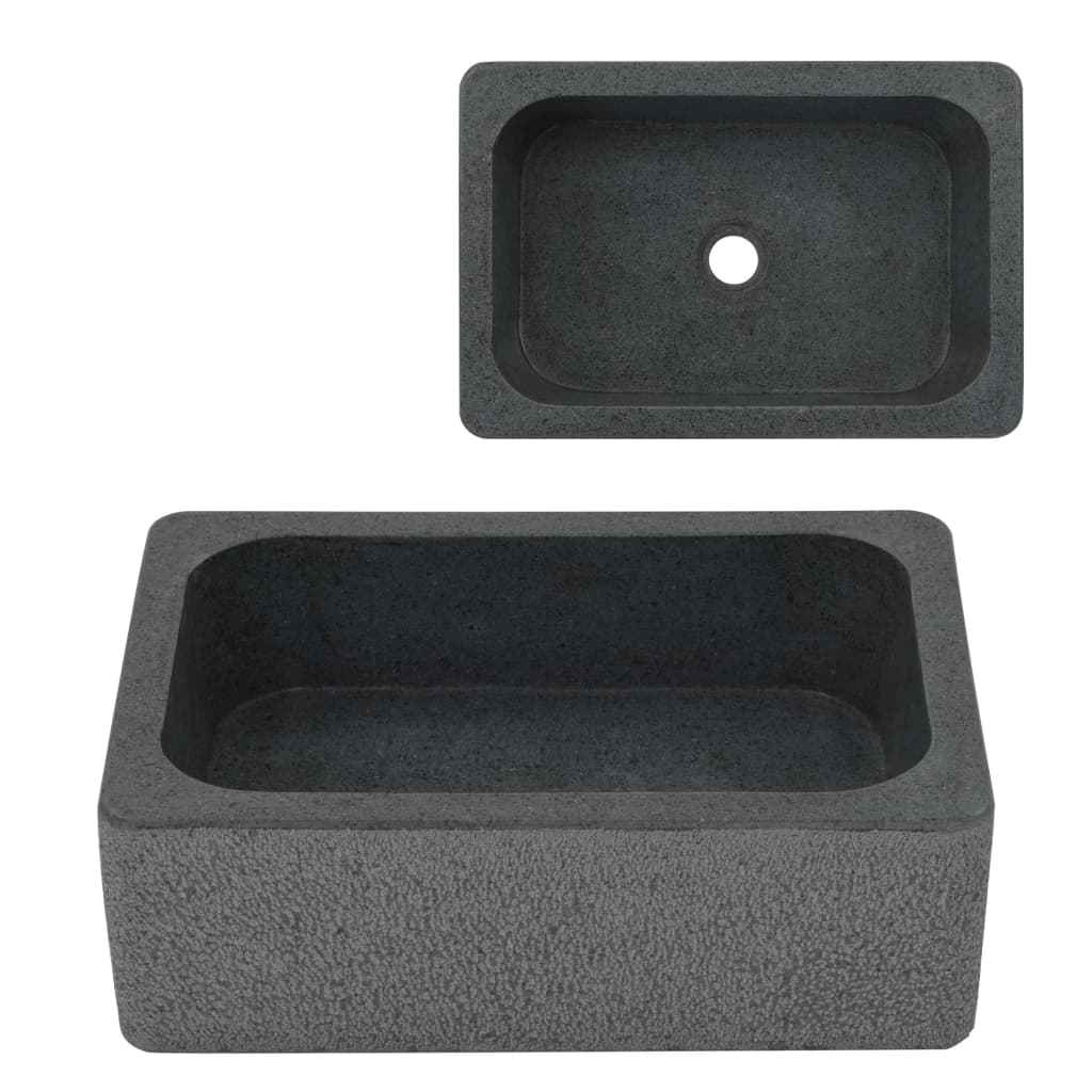 vidaXL Gootsteen 45x30x15 cm riviersteen zwart