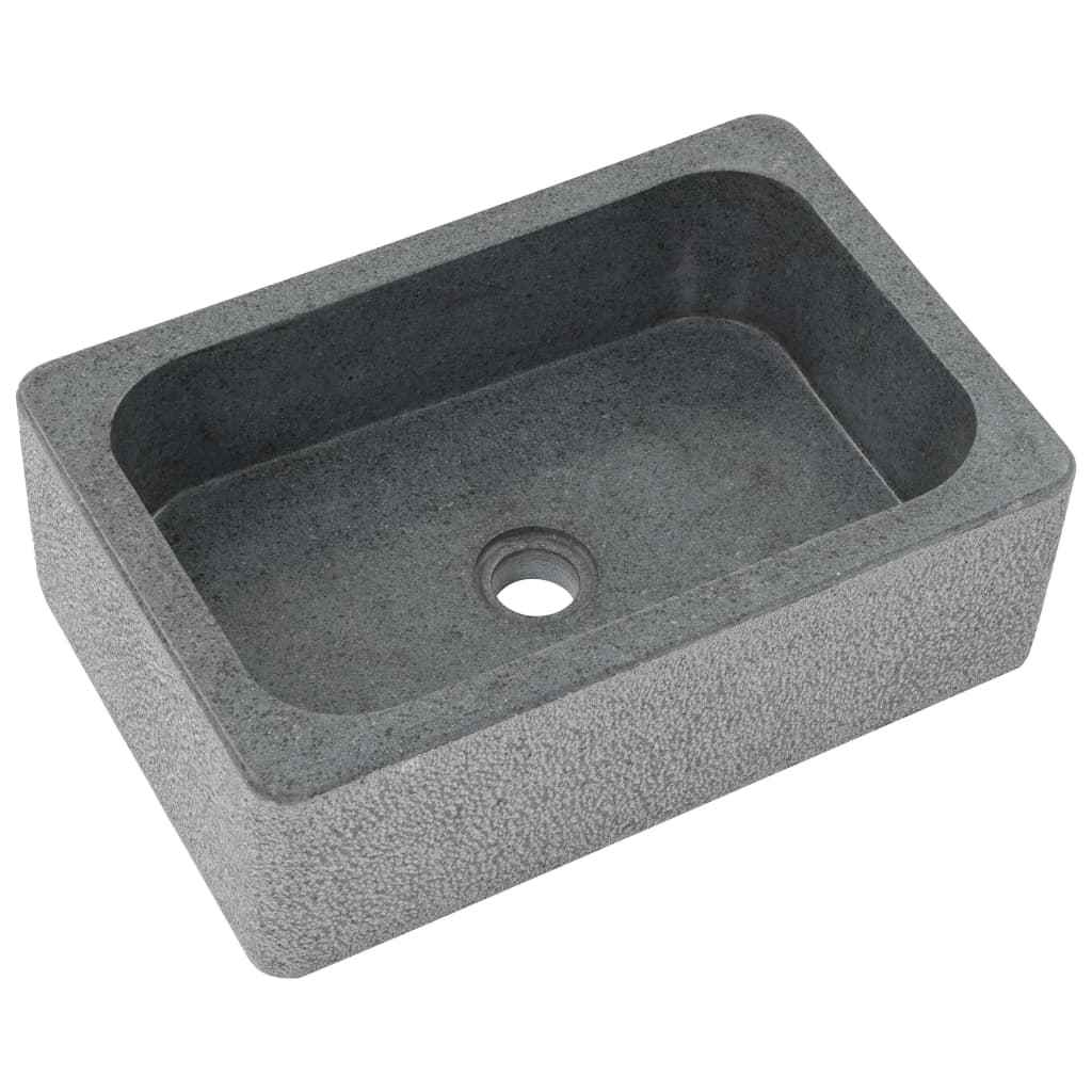 vidaXL Gootsteen 45x30x15 cm riviersteen zwart