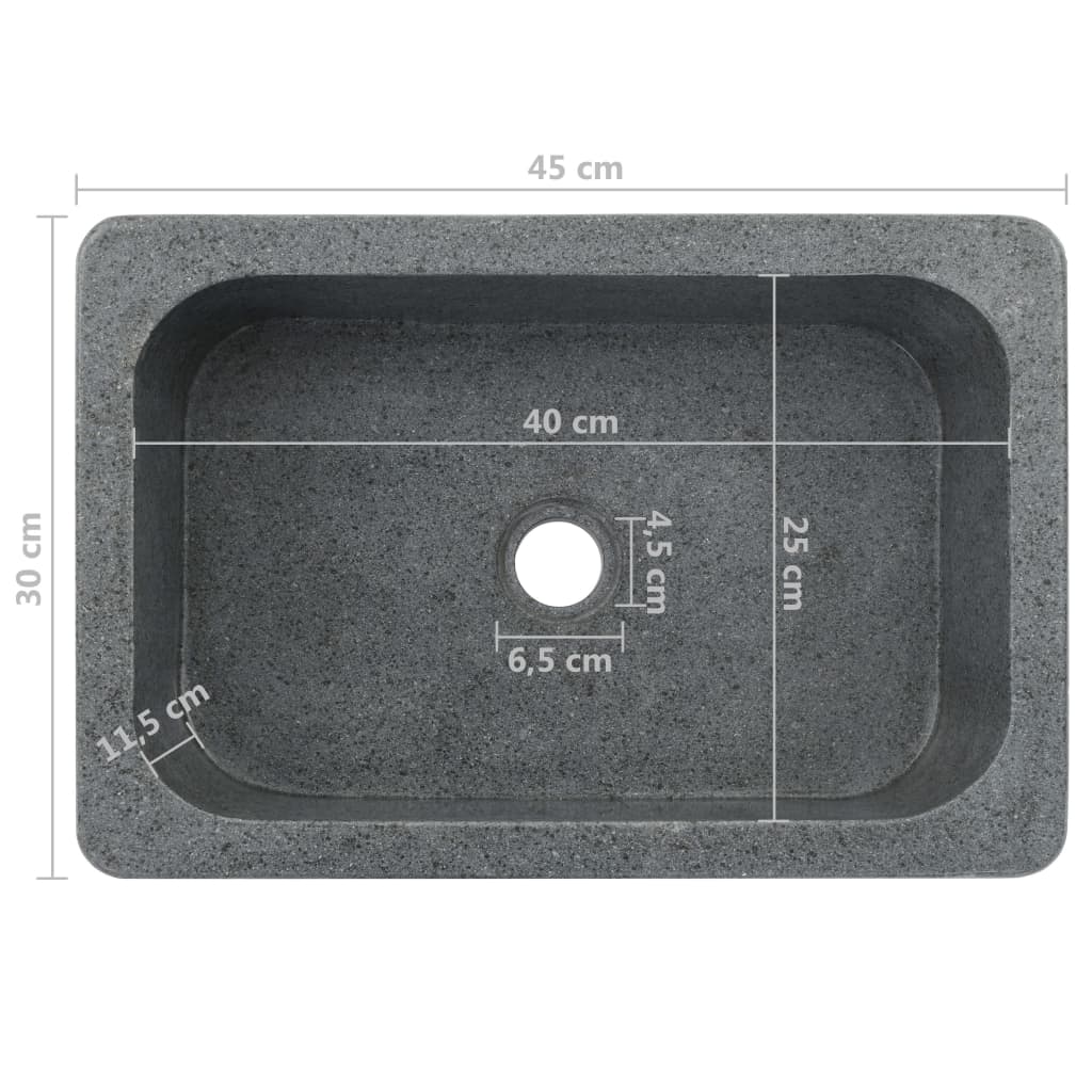 vidaXL Gootsteen 45x30x15 cm riviersteen zwart