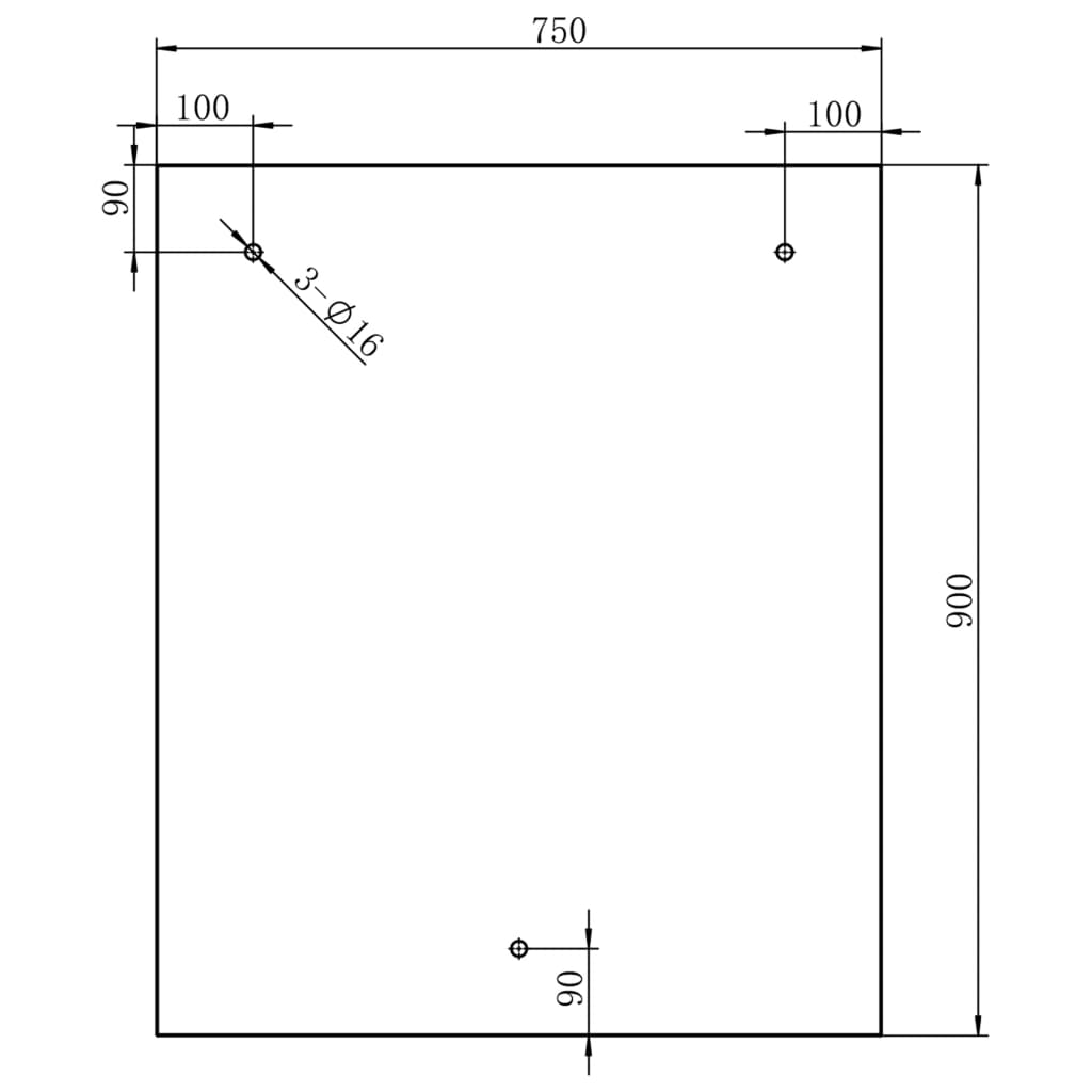 vidaXL Deurluifel 90x75 cm VSG veiligheidsglas en roestvrij staal