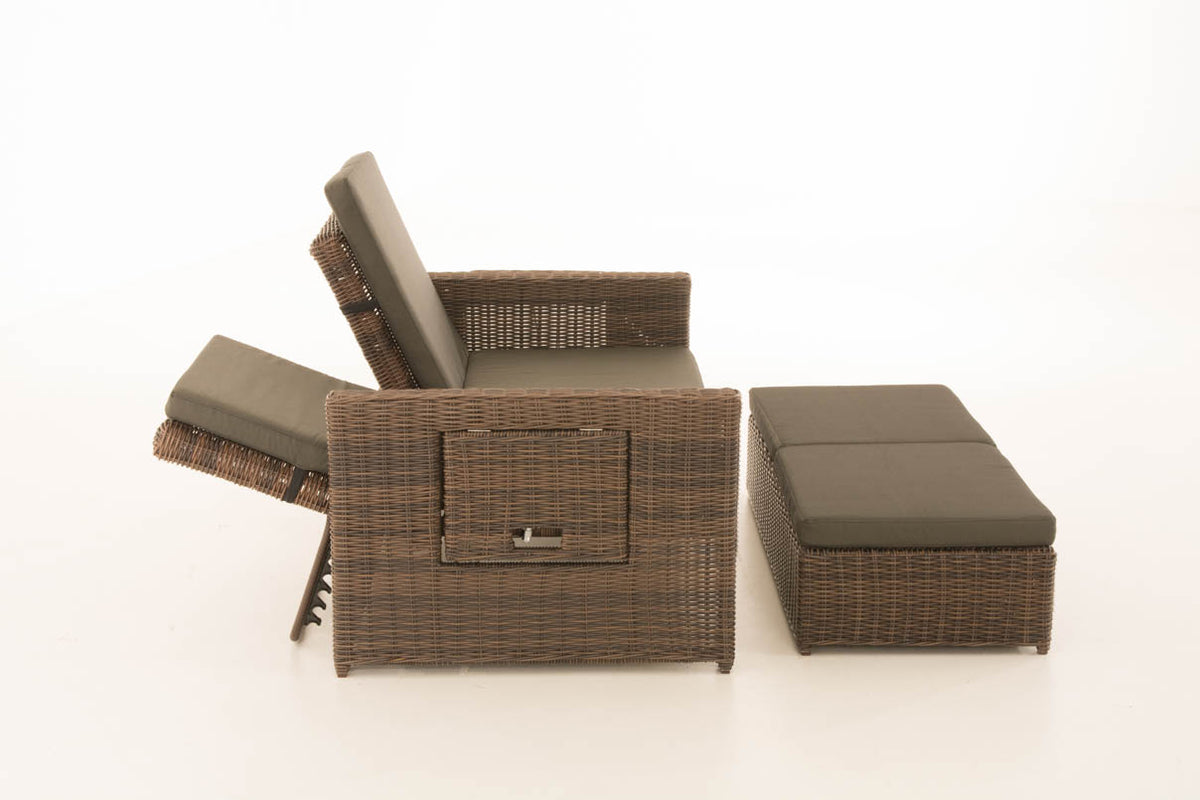 Wicker Loungebank ANCONA 5mm bruin gemeleerd,antraciet braun-meliert