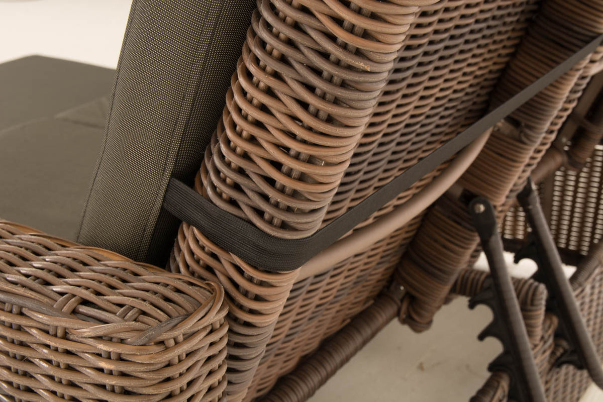 Wicker Loungebank ANCONA 5mm bruin gemeleerd,antraciet braun-meliert