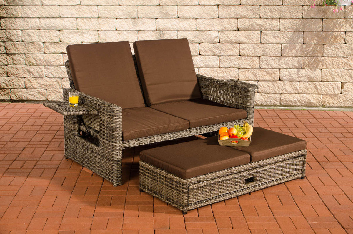 Wicker Loungebank ANCONA 5mm grijs gevlekt,aardsbruin grau-meliert