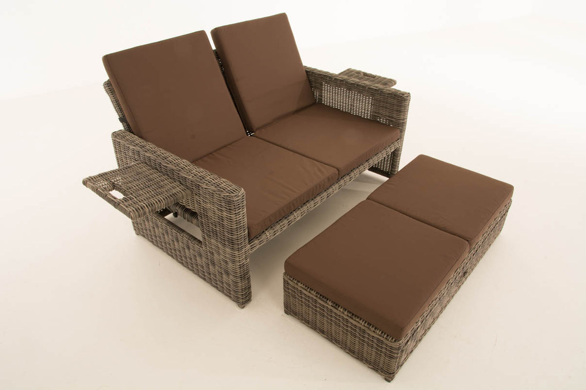 Wicker Loungebank ANCONA 5mm grijs gevlekt,aardsbruin grau-meliert