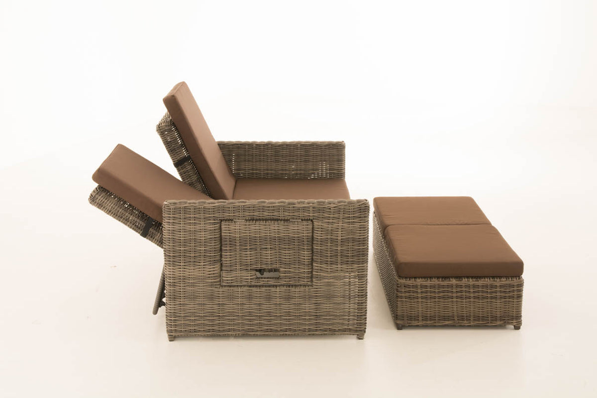 Wicker Loungebank ANCONA 5mm grijs gevlekt,aardsbruin grau-meliert