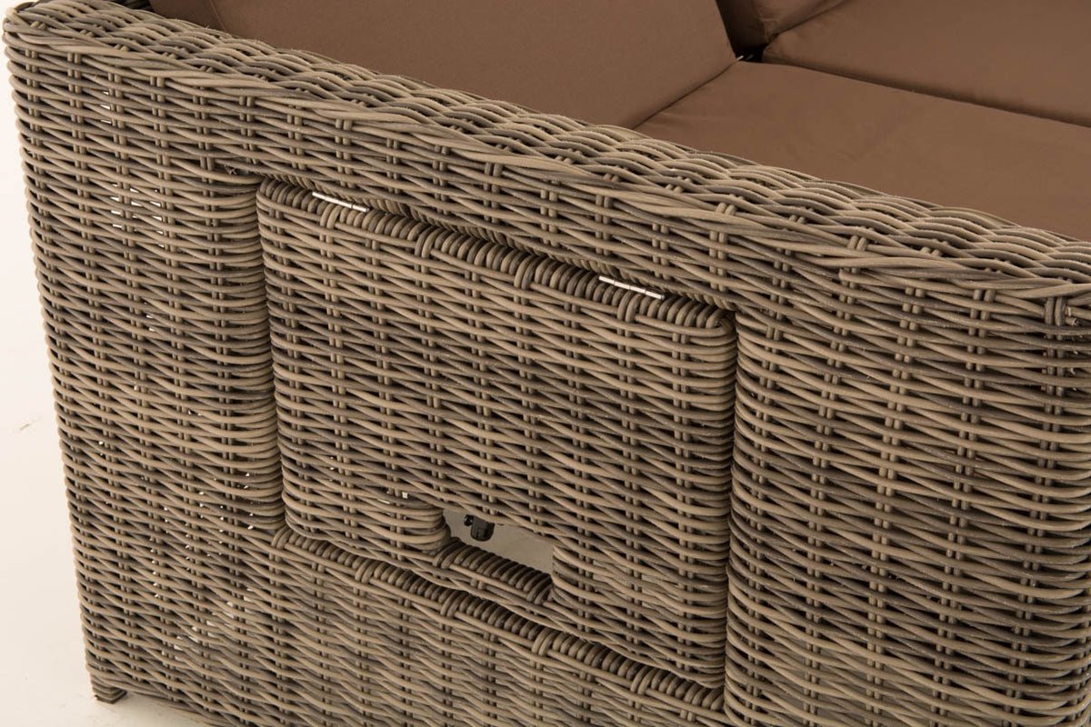 Wicker Loungebank ANCONA 5mm grijs gevlekt,aardsbruin grau-meliert
