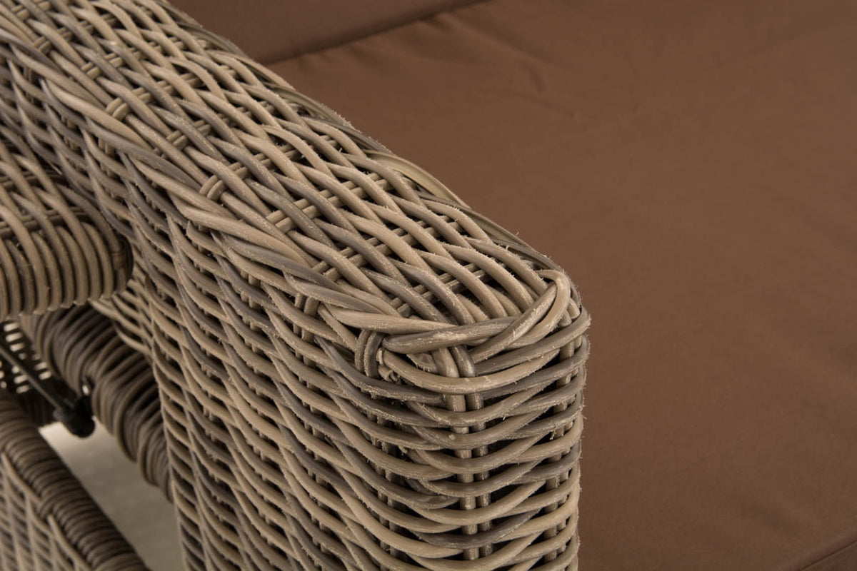 Wicker Loungebank ANCONA 5mm grijs gevlekt,aardsbruin grau-meliert